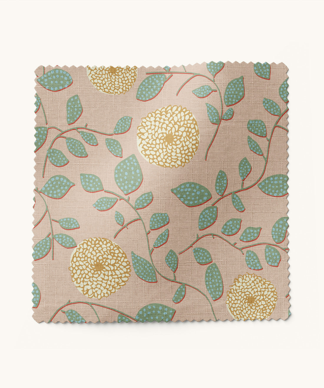Peach and mustard floral patterned fabric
