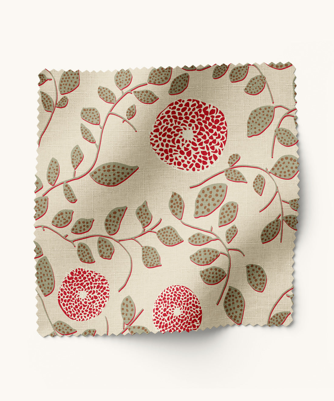 Red and green floral patterned fabric