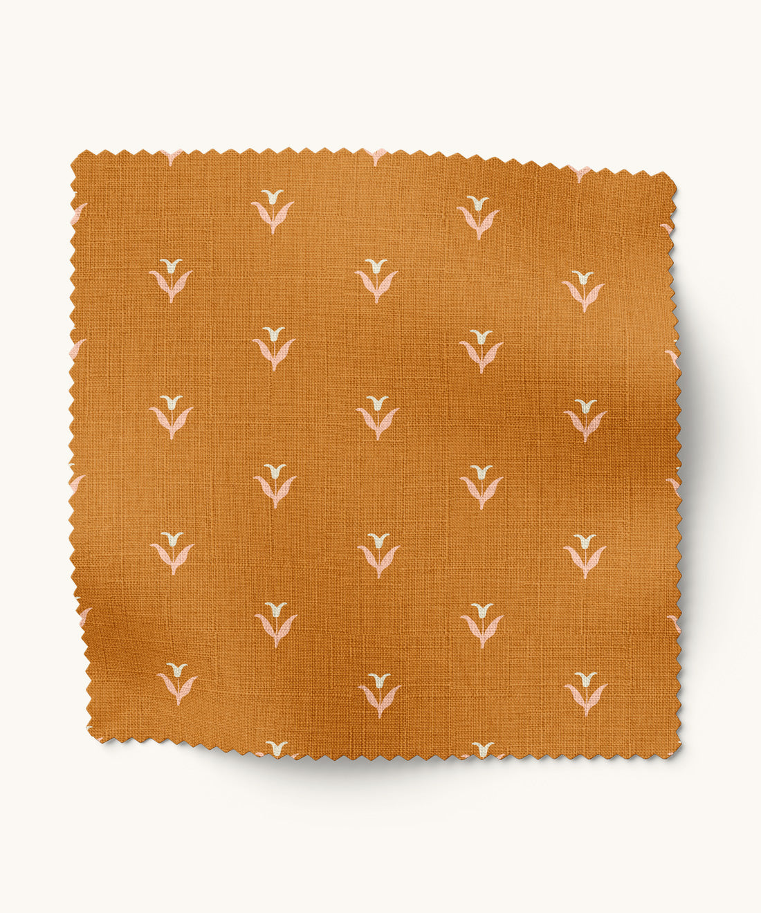Cottagecore Fabric swatch with a subtle floral pattern on a orange background