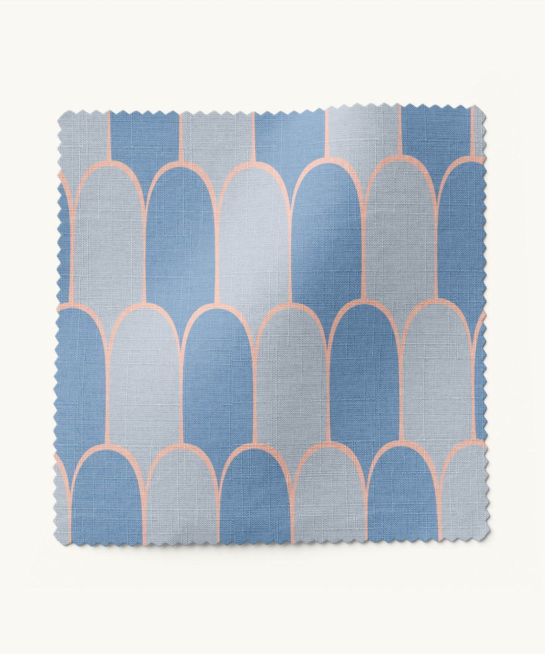 fabric with blue and pink arch pattern by Gray Benko Home