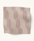 Textile swatch with a pattern of arches in taupe and blue 