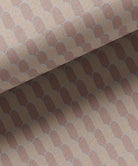Close-up of a arched fabric in taupe and blue