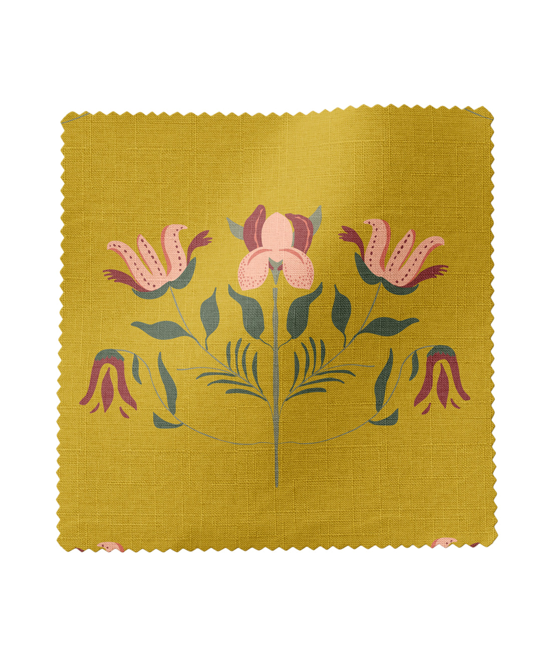 Pink Lotus in Chartreuse & Peach - Fabric by the Yard – GRAY BENKO