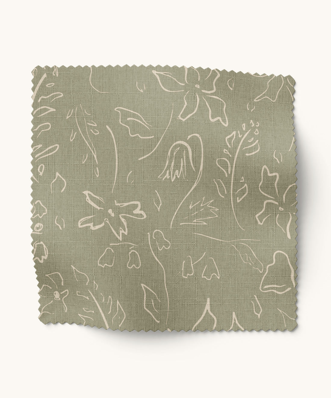 Floral patterned fabric in olive