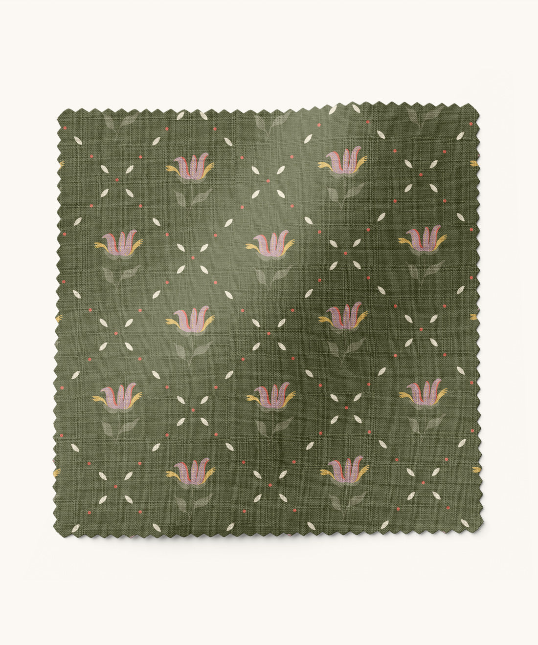 Dainty floral patterned fabric in green by Gray Benko Home