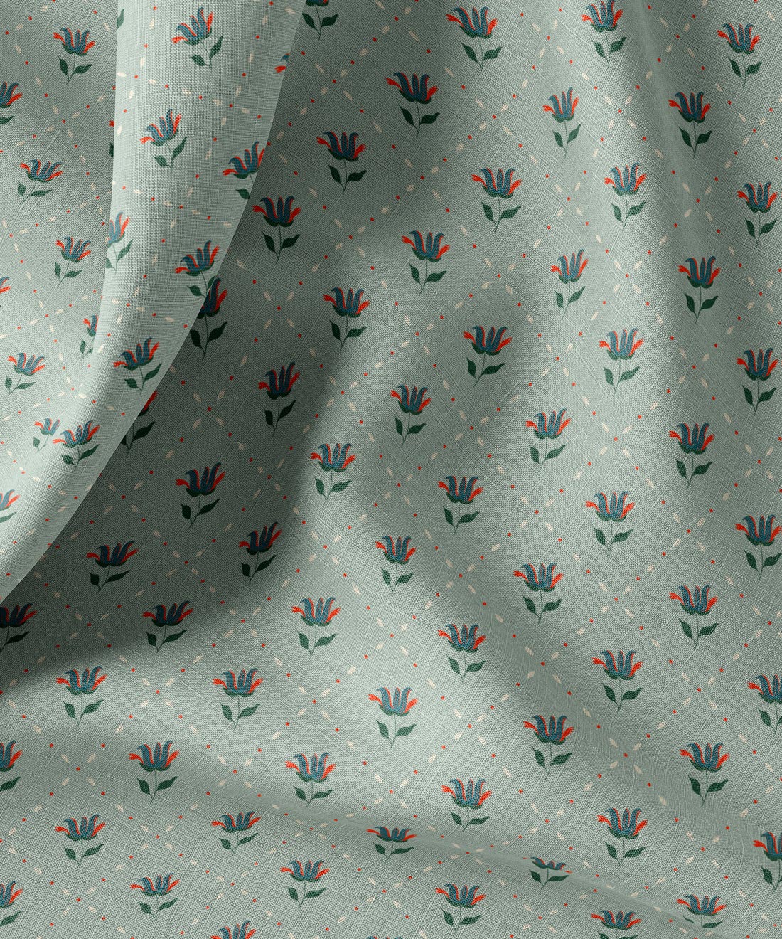 Fabric with floral pattern on a light blue background by Gray Benko Home