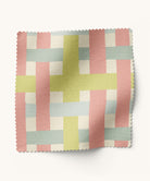 Woven patterned fabric in chartreuse, blue and pink by Gray Benko Home