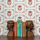 Floral patterned wallpaper in brown and black