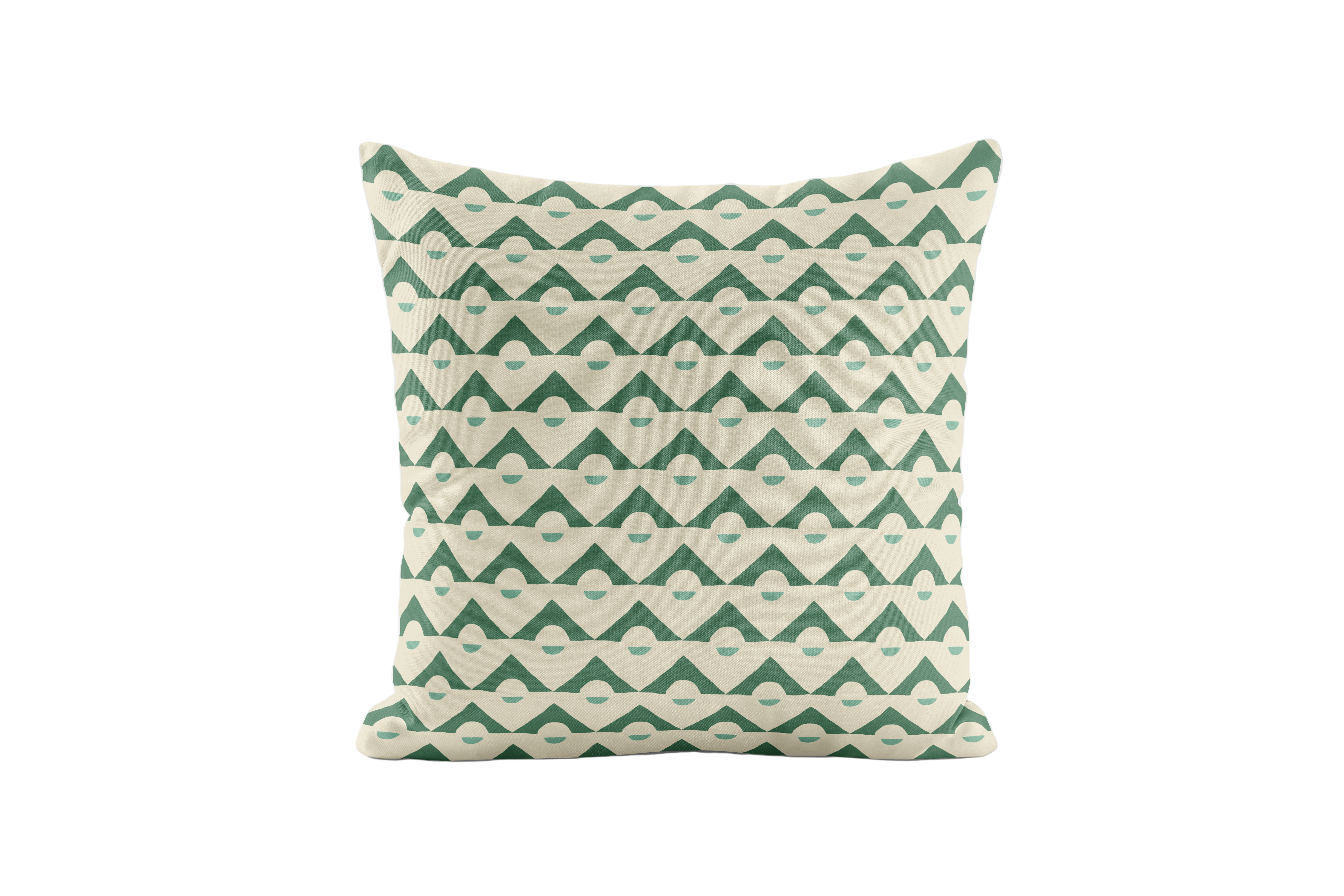 Geometric patterned pillow in green