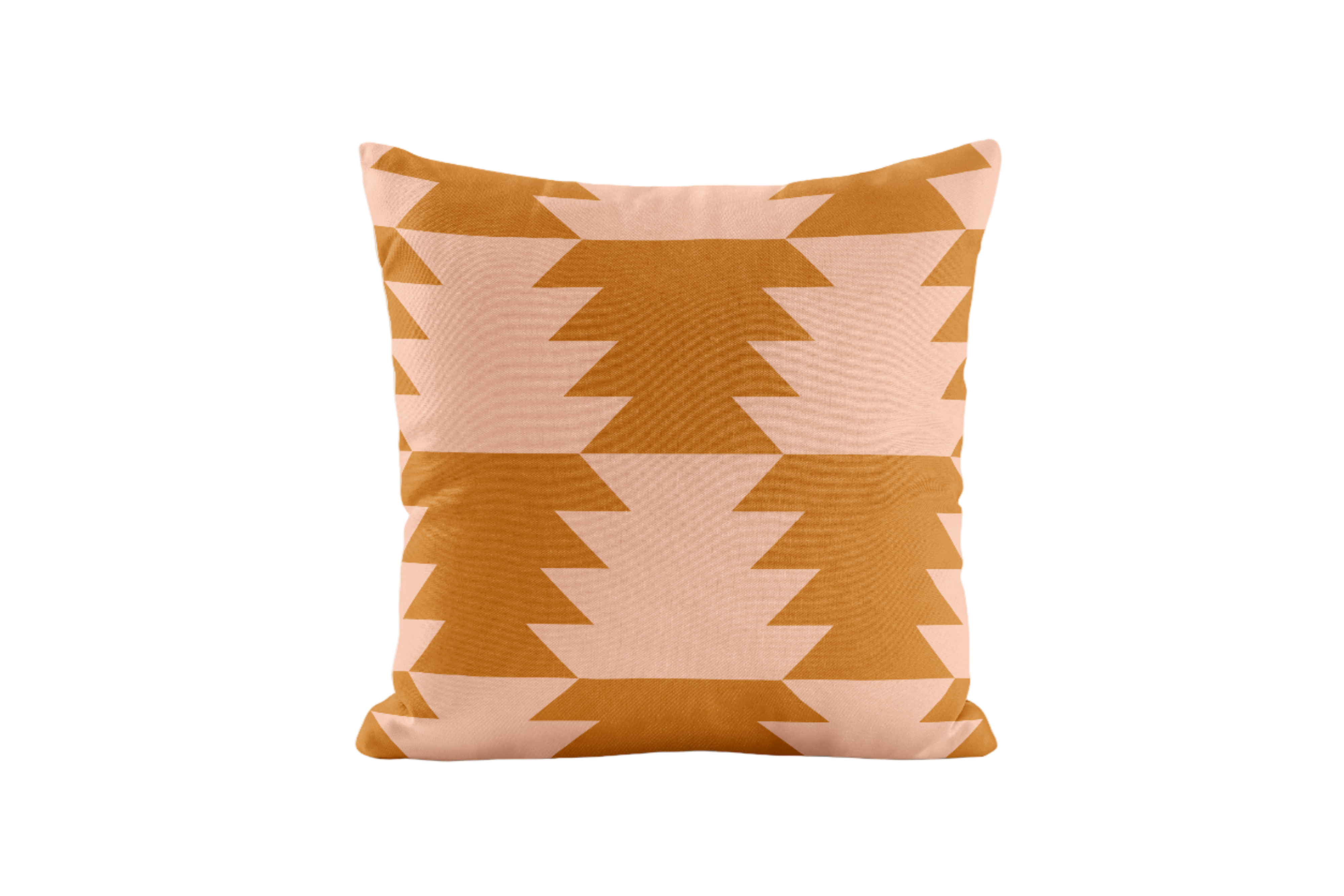 Geometric patterned pillow in orange and peach