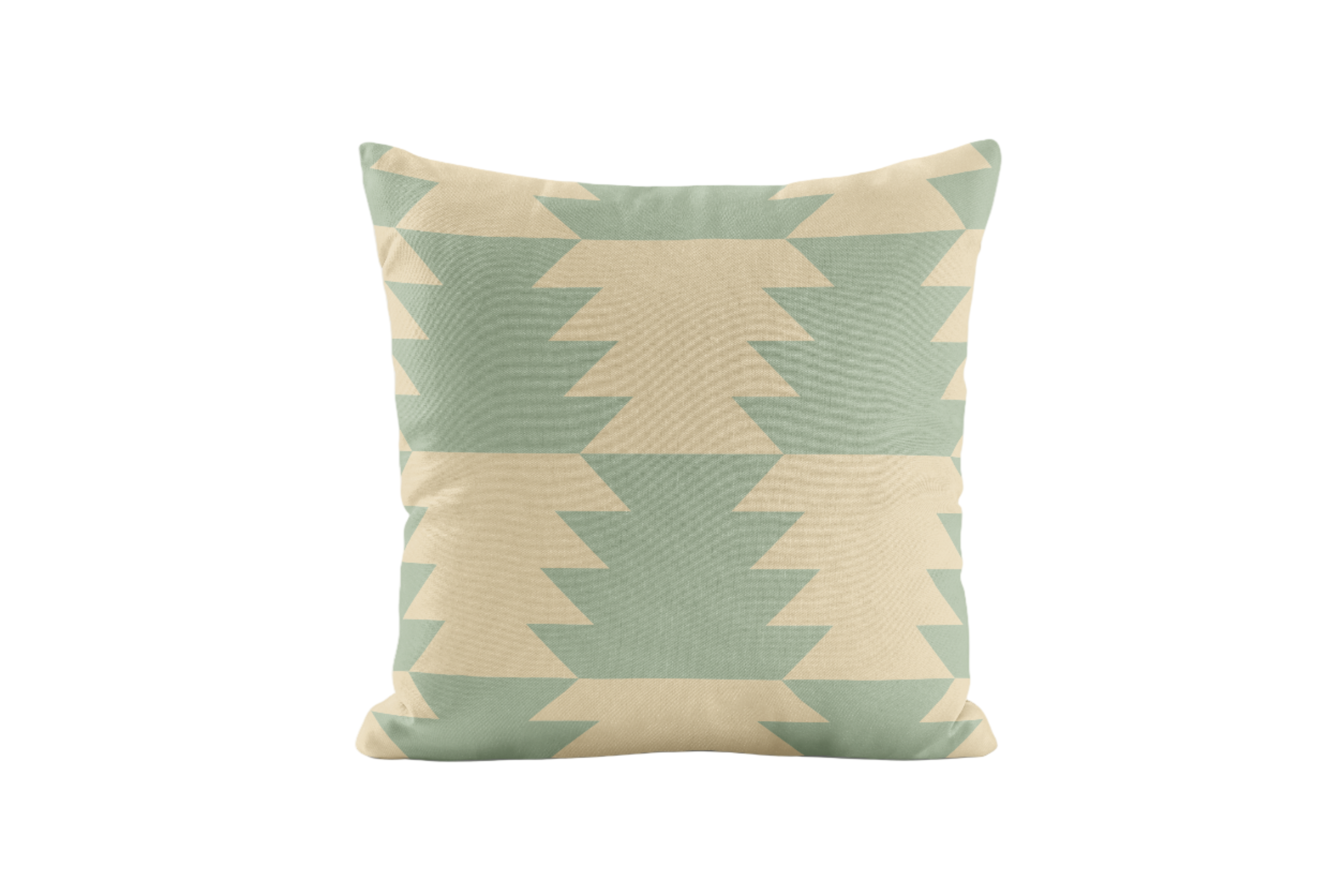 Geometric patterned pillow in ivory and sage