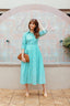 Long Sleeve Placket Front Shirtdress-Green Stripe