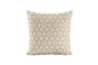 Decorative pillow with taupe and ivory geometric pattern on a white background