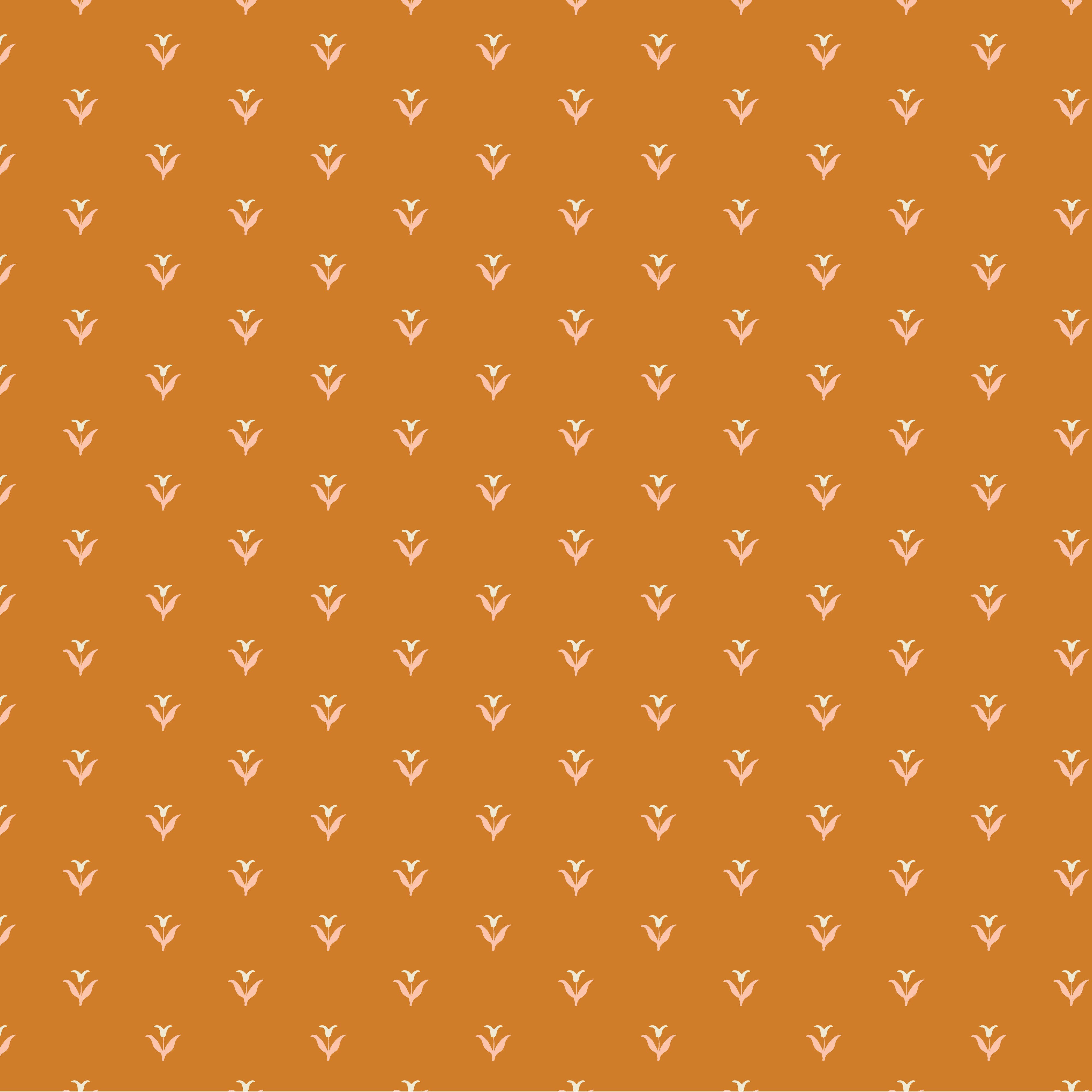 Wallpaper with small floral pattern in auburn and ivory
