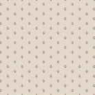 A wallpaper with a repeating pattern featuring a simple floral design in burgundy and blue on an ivory background.