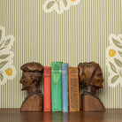  olive and yellow stripped patterned wallpaper