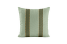 Green pillow with striped pattern on a white background