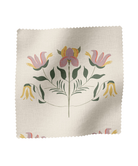 pink and green Floral patterned fabric swatch on a white background