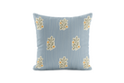 Decorative pillow with blue stripes and persimmons.  