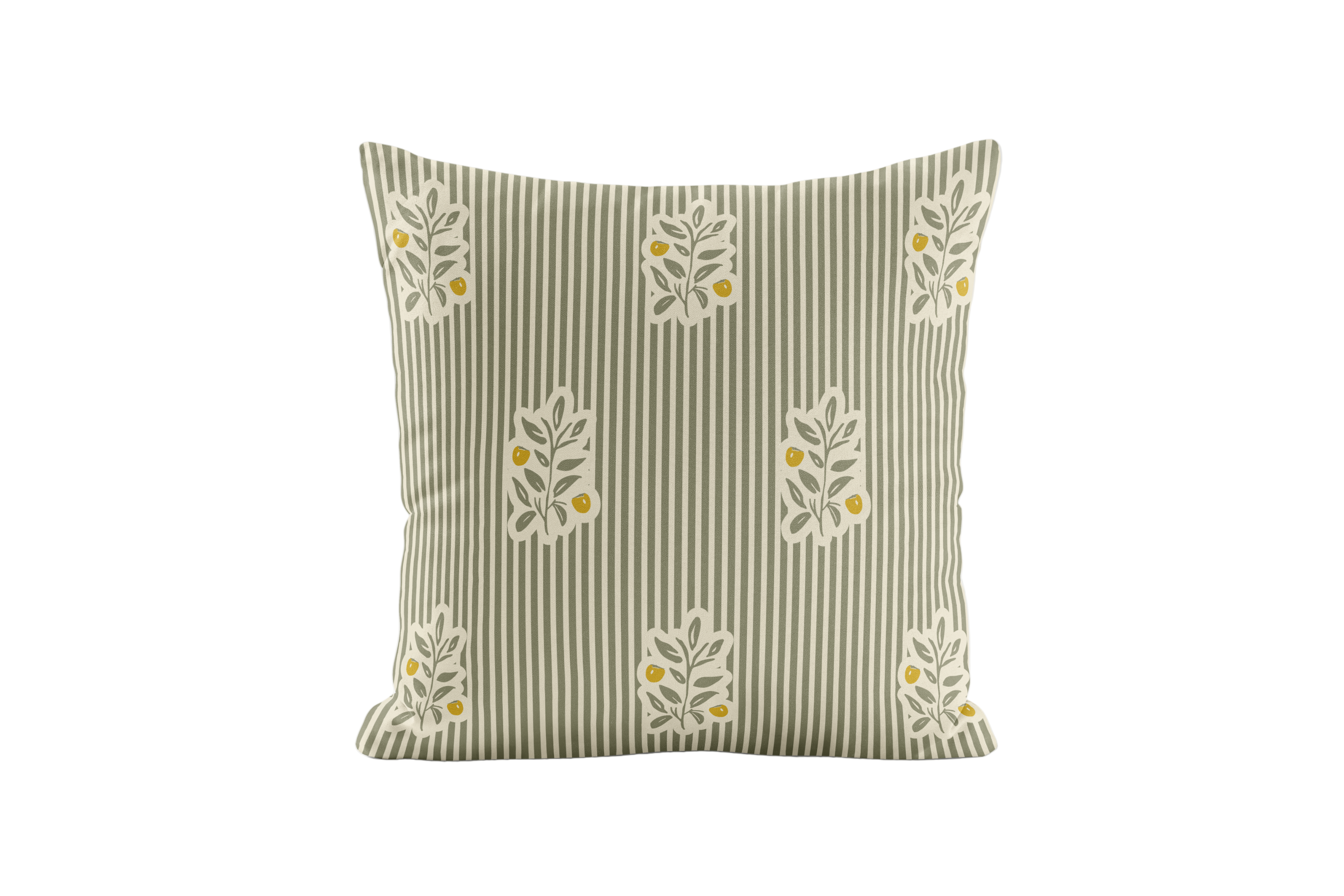 Decorative pillow olive stripes and persimmons 