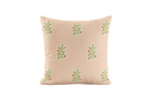 Decorative pillow with peach stripes and persimmon pattern on a white background
