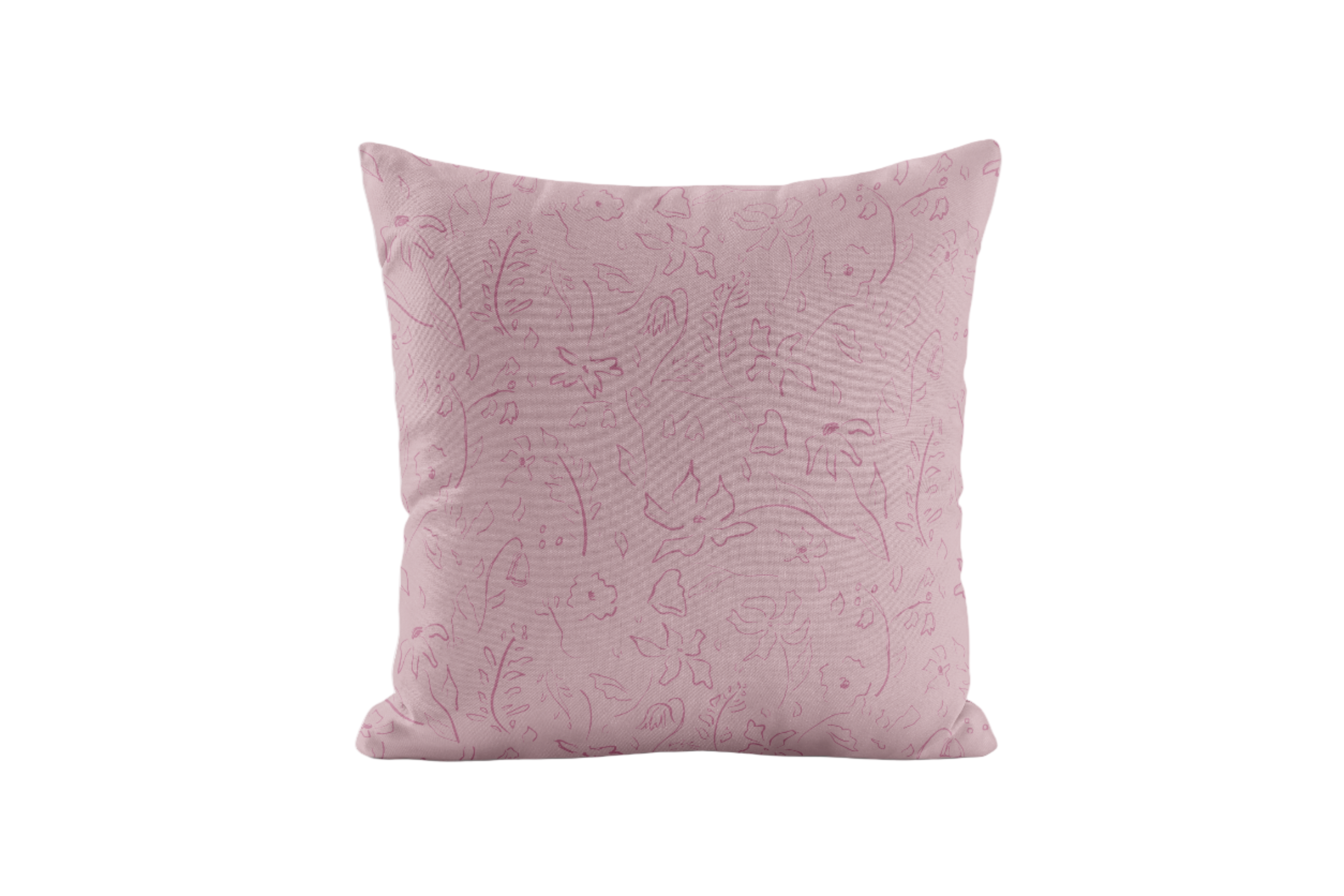Whimsical, floral patterned pillow in lavender