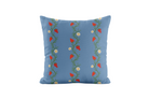 Strawberry patterned pillow in blue and red