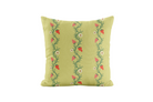 Strawberry patterned pillow in chartreuse and red