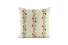 Strawberry patterned pillow in ivory and red