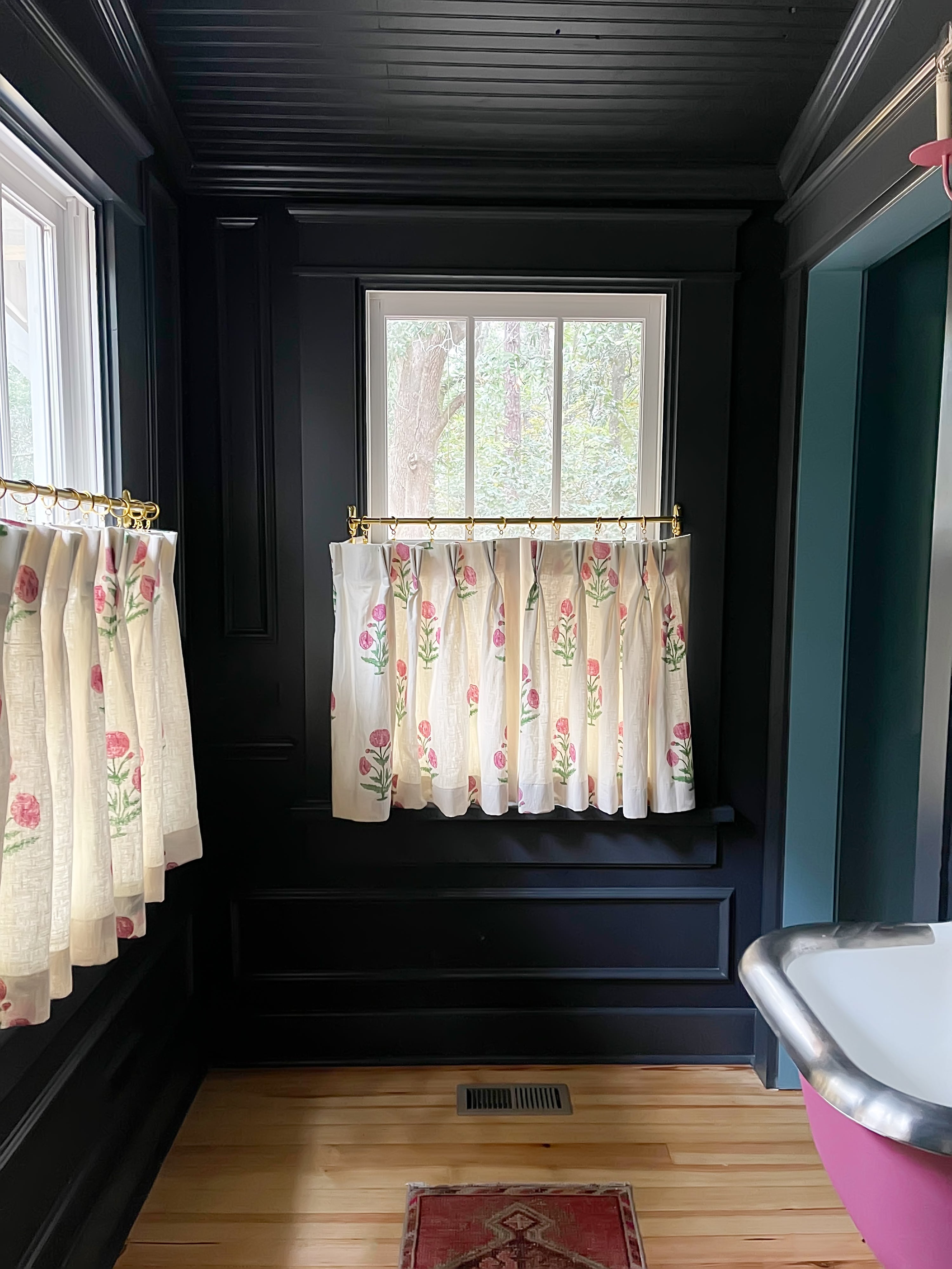 Bathroom with dark paint color